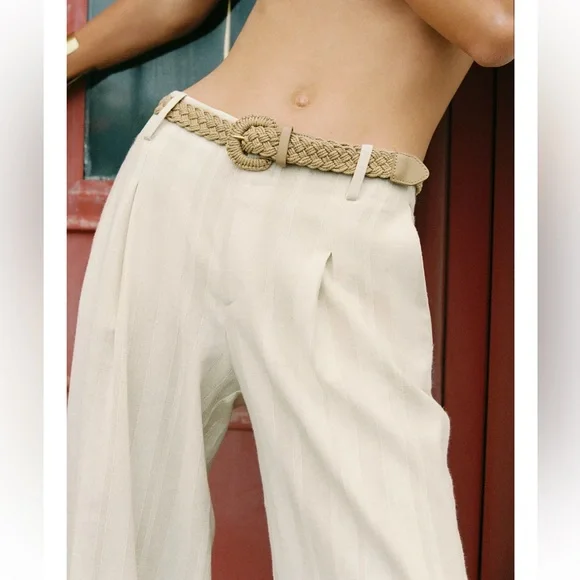 ZARA BLOGGERS FAV STRIPPED WIDE LEG PANTS WITH BELT